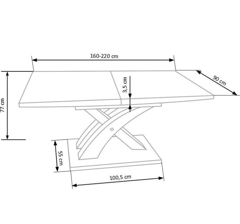 Išskleidžiamas stalas SANDOR baltas lakuotas