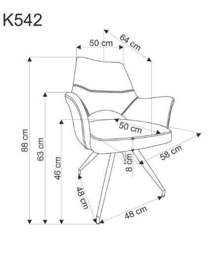 Valgomojo komplektas - Stalas HILARIO + Kėdės K-542