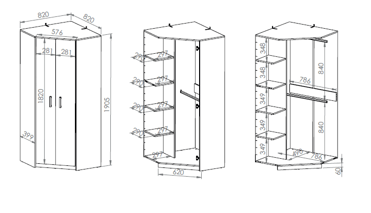 Kampinė spinta FINI 13